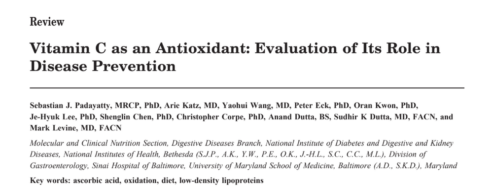 Vitamin C as an Antioxidant: Evaluation of Its Role in Disease Prevention