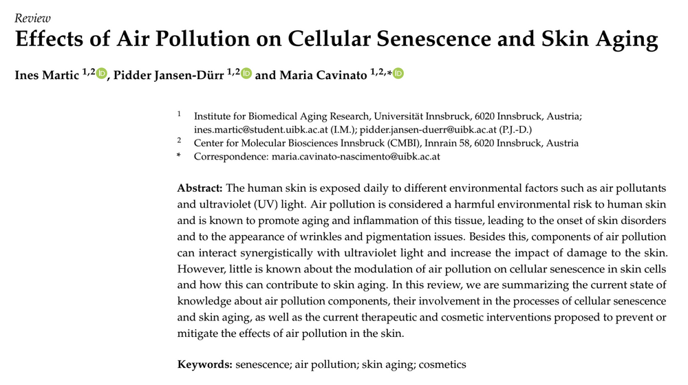 Effects of Air Pollution on Cellular Senescence and Skin Aging