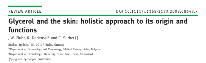 Glycerol and the skin: holistic approach to its origin and functions