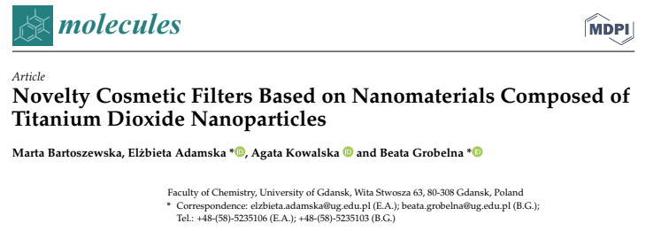 Novelty Cosmetic Filters Based on Nanomaterials Composed of Titanium Dioxide Nanoparticles