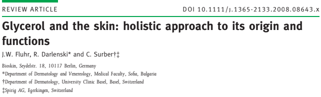 Glycerol and the skin: holistic approach to its origin and functions