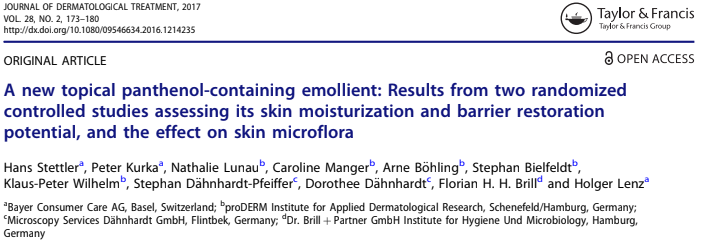 A new topical panthenol-containing emollient: Results from two randomized controlled studies assessing its skin moisturization and barrier restoration potential, and the effect on skin microflora