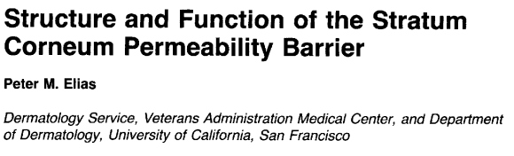 Structure and function of the stratum corneum permeability barrier