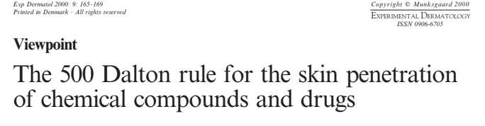 The 500 Dalton rule for the skin penetration of chemical compounds and drugs