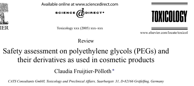 Safety assessment on polyethylene glycols (PEGs) and their derivatives as used in cosmetic products