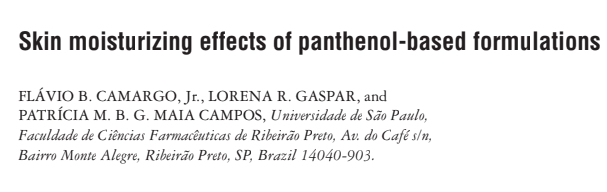 Skin moisturizing effects of panthenol-based formulations