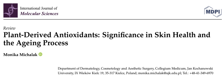 Plant-Derived Antioxidants: Significance in Skin Health and the Ageing Process