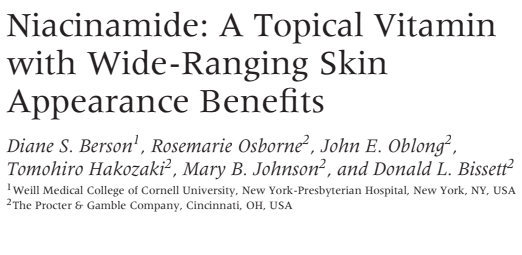 Niacinamide: A Topical Vitamin with Wide-Ranging Skin Appearance Benefits