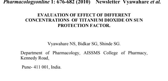 Evaluation of effect of different concentrations of titanium dioxide on sun protection factor.