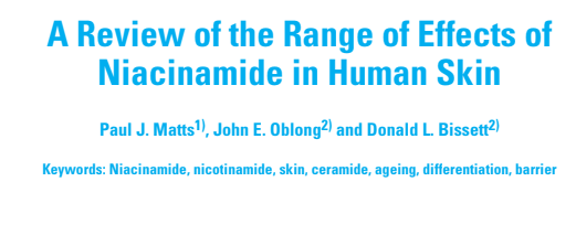 A Review of the range of effects of niacinamide in human skin