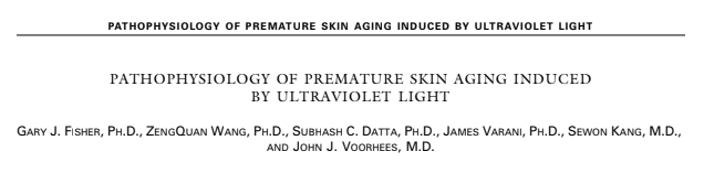 PATHOPHYSIOLOGY OF PREMATURE SKIN AGING INDUCED  BY ULTRAVIOLET LIGHT