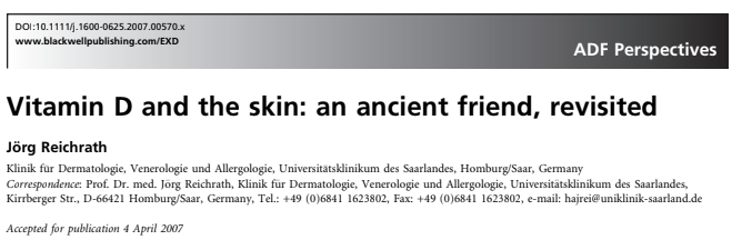 Vitamin D and the skin: an ancient friend, revisited