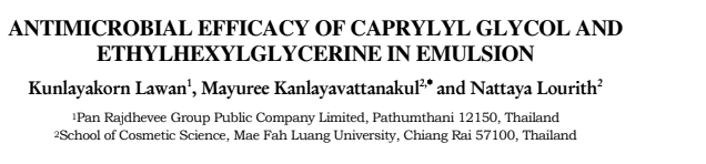 ANTIMICROBIAL EFFICACY OF CAPRYLYL GLYCOL AND  ETHYLHEXYLGLYCERINE IN EMULSION