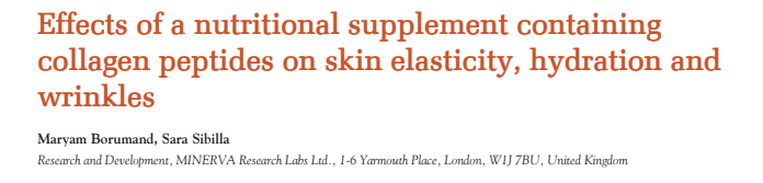 Effects of a nutritional supplement containing collagen peptides on skin elasticity, hydration and wrinkles