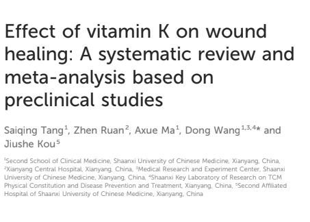 Effect of vitamin K on wound healing: A systematic review and meta-analysis based on preclinical studies