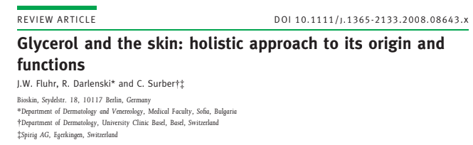 Glycerol and the skin: holistic approach to its origin and functions