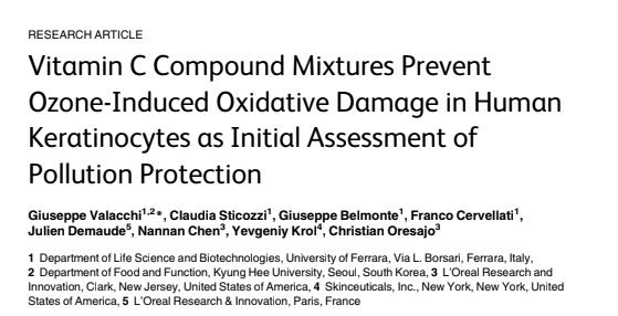 Vitamin C Compound Mixtures Prevent Ozone-Induced Oxidative Damage in Human Keratinocytes as Initial Assessment of Pollution Protection