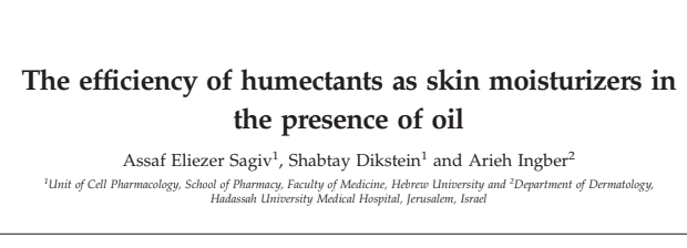 The efficiency of humectants as skin moisturizers in  the presence of oil