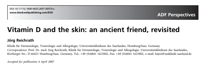 Vitamin D and the skin: an ancient friend, revisited